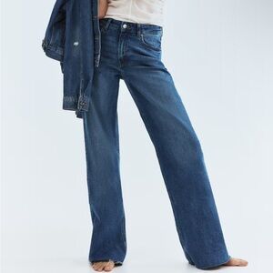 NWTs H&M &Denim High Waisted Wide Leg Dark Blue Jeans